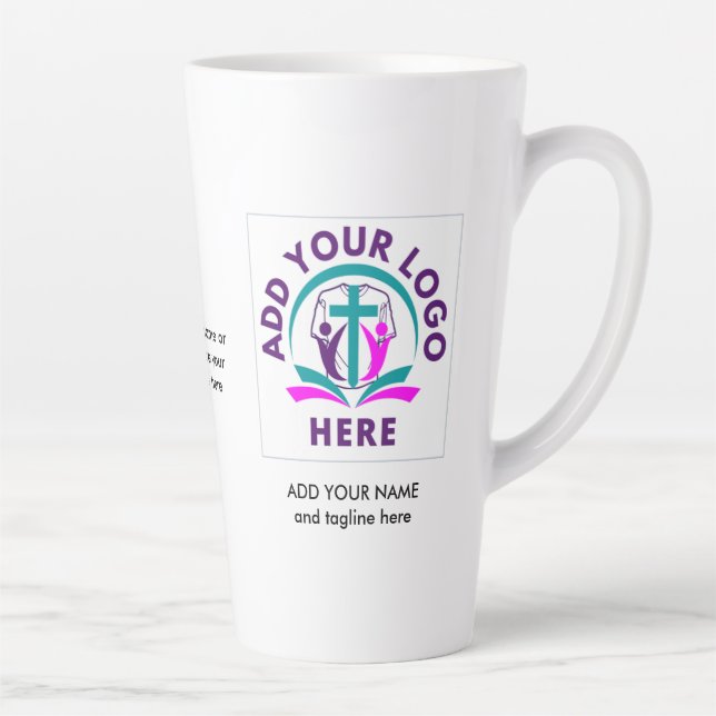 ADD YOUR LOGO Church Business Merchandise Latte Mug (Right)