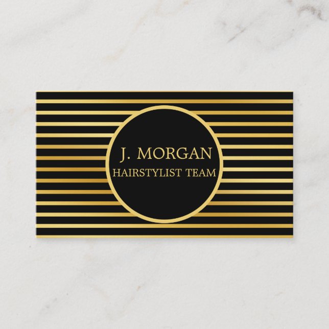 Add your logo circle custom elegant black gold business card (Front)