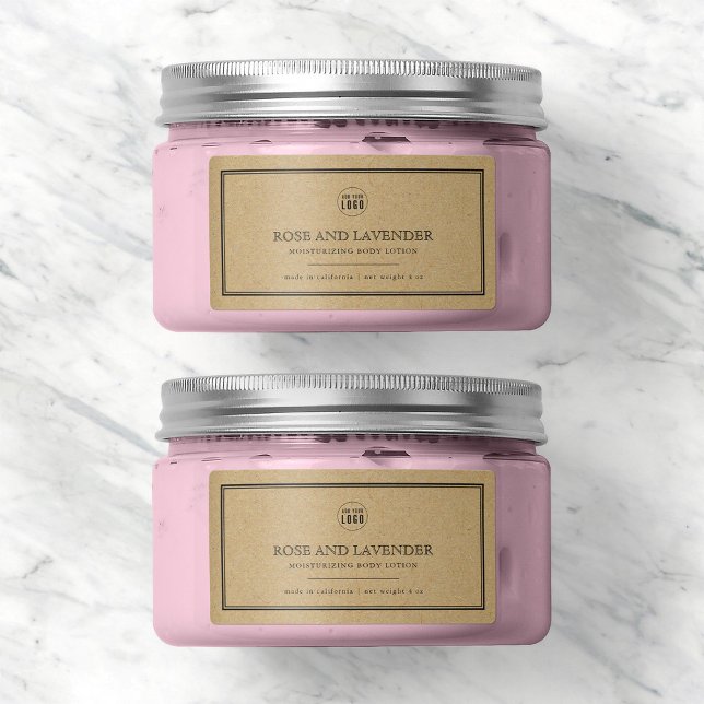 Add Your Logo Classic Gray Border Kraft Product Label (Creator Uploaded)