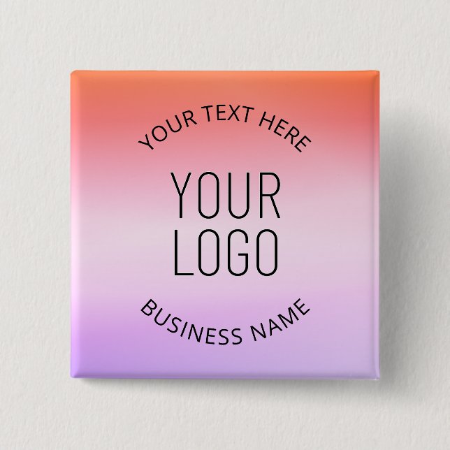 Add Your Logo | Colorful Sunset Gradient Colors  Button (Front)