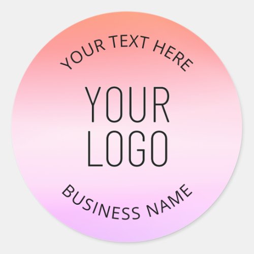 Add Your Logo  Colorful Sunset Gradient Colors  Classic Round Sticker