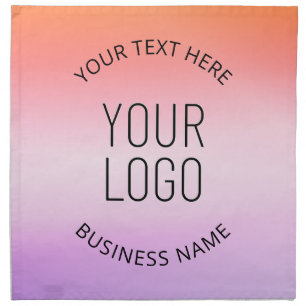 Add Your Logo   Colorful Sunset Gradient Colors  Cloth Napkin