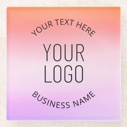 Add Your Logo  Colorful Sunset Gradient Colors  Glass Coaster
