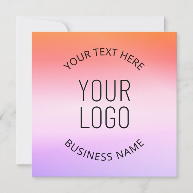 Add Your Logo | Colorful Sunset Gradient Colors  Invitation (Front)