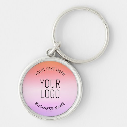 Add Your Logo  Colorful Sunset Gradient Colors  Keychain