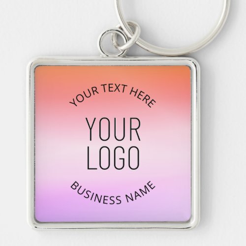 Add Your Logo  Colorful Sunset Gradient Colors  Keychain