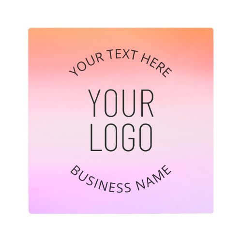 Add Your Logo  Colorful Sunset Gradient Colors  Metal Print