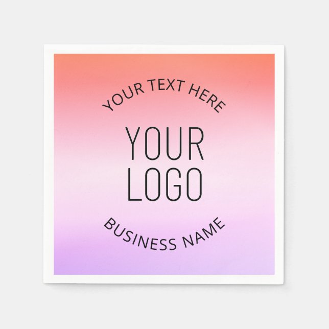 Add Your Logo | Colorful Sunset Gradient Colors  Napkins (Front)