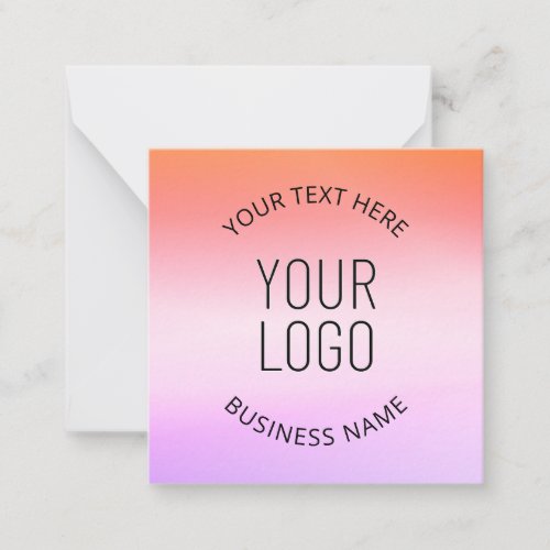 Add Your Logo  Colorful Sunset Gradient Colors  Note Card