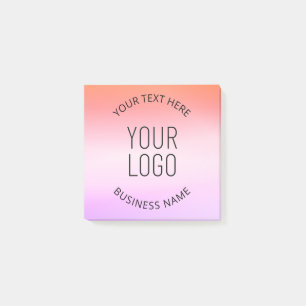 Add Your Logo   Colorful Sunset Gradient Colors  Post-it Notes