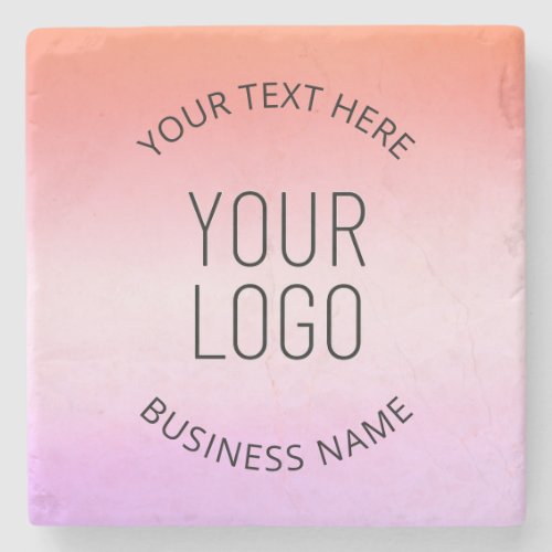 Add Your Logo  Colorful Sunset Gradient Colors  Stone Coaster