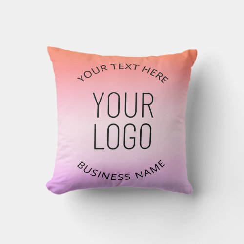 Add Your Logo  Colorful Sunset Gradient Colors  Throw Pillow