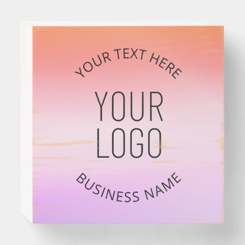 Add Your Logo  Colorful Sunset Gradient Colors  Wooden Box Sign