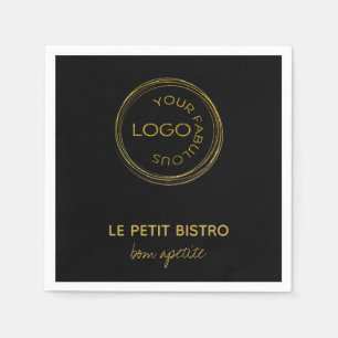 Add Your Logo Company Name on Black Napkins