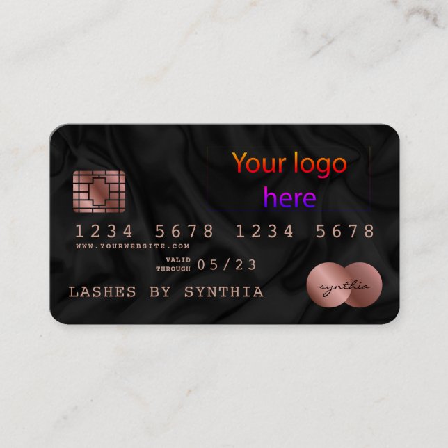 Add Your Logo Credit Card Black Silk Style (Front)