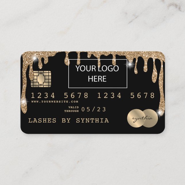add your logo Credit Card Styled Dripping Gold (Front)