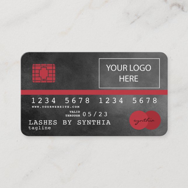 Add Your Logo Credit Card Styled red and Black (Front)