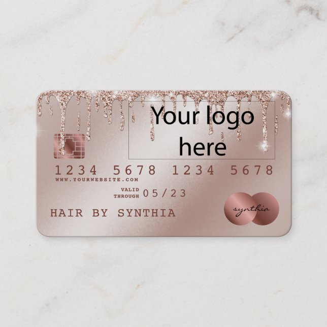 Add Your Logo Credit Card Styled Rose Gold Drips (Front)