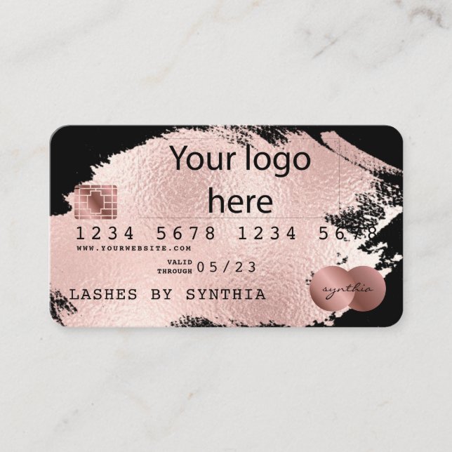 Add Your Logo Credit Card Styled Rose Gold Splash (Front)