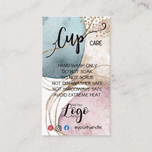 ADD YOUR LOGO cup CARE CARDS gold glitter