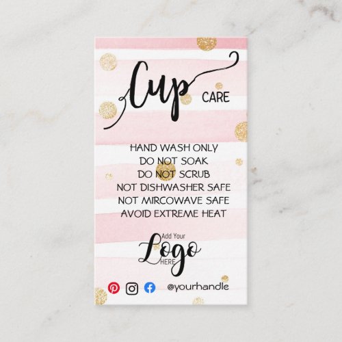 ADD YOUR LOGO cup CARE CARDS vinyl business