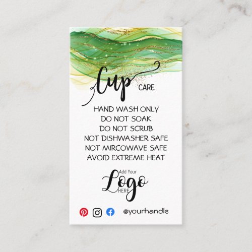 ADD YOUR LOGO cup CARE CARDS vinyl business