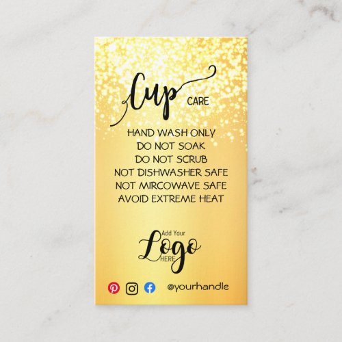 ADD YOUR LOGO cup CARE CARDS vinyl business