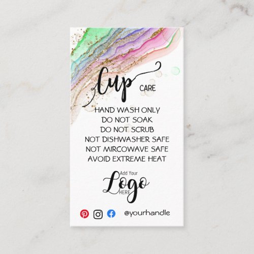 ADD YOUR LOGO cup CARE CARDS vinyl business