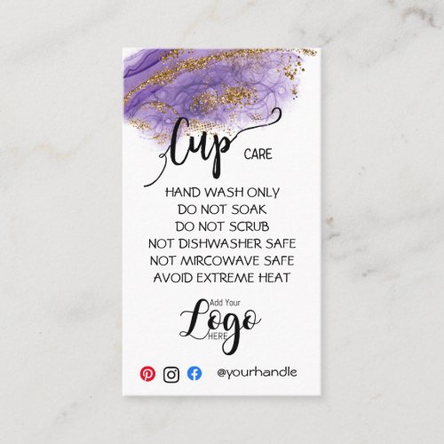 ADD YOUR LOGO cup CARE CARDS vinyl business