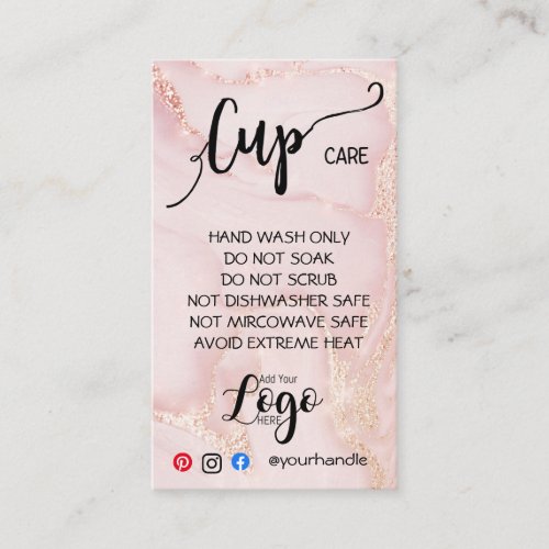 ADD YOUR LOGO cup CARE CARDS vinyl business