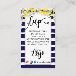 ADD YOUR LOGO cup CARE CARDS vinyl business