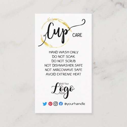 ADD YOUR LOGO cup CARE CARDS vinyl  gold