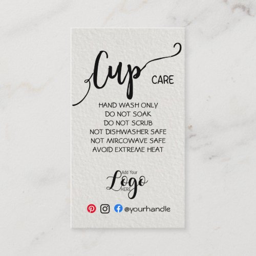 ADD YOUR LOGO cup CARE vinyl business watercolor Business Card