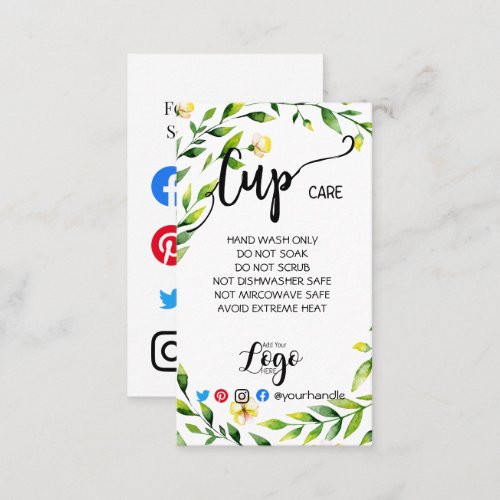 ADD YOUR LOGO cup CARE vinyl yellow botanical Business Card