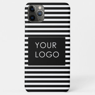 Add Your Logo Custom Business Chic Black Stripes   iPhone 11 Pro Max Case
