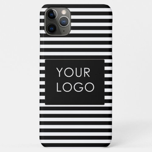 Add Your Logo Custom Business Chic Black Stripes   iPhone 11 Pro Max Case