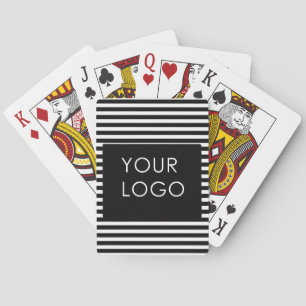 Add Your Logo Custom Business Chic Black Stripes Poker Cards