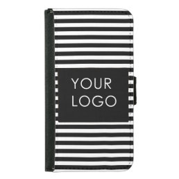 Add Your Logo Custom Business Chic Black Stripes  Samsung Galaxy S5 Wallet Case