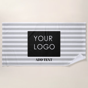 Add Your Logo Custom Business grey Stripes Beach Towel