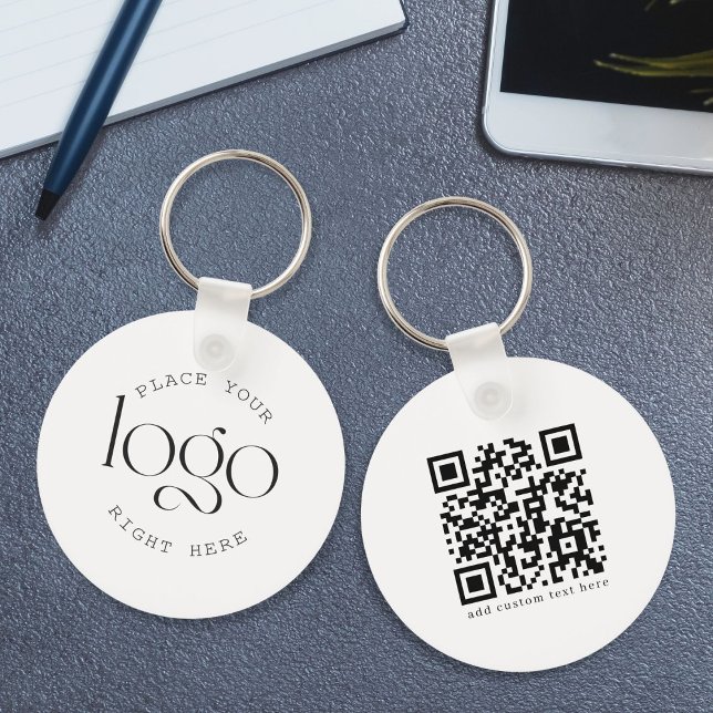 Add Your Logo Custom Business Promotional White Keychain (add your own logo qr code personalized keychain)