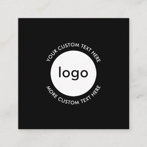 Add your logo custom circle professional black square business card