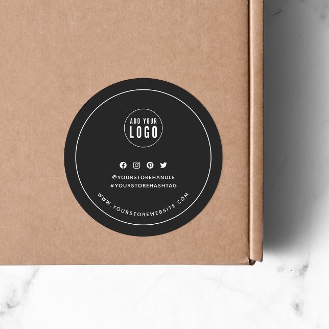 Add Your Logo Custom Color Social Media Branding Classic Round Sticker (Creator Uploaded)