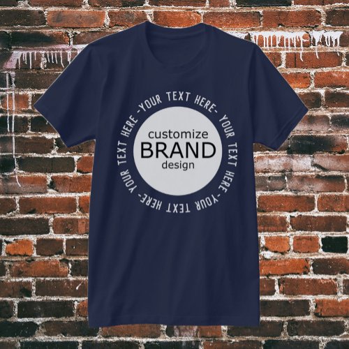 Add Your Logo Custom Company Brand Navy Blue T_Shirt