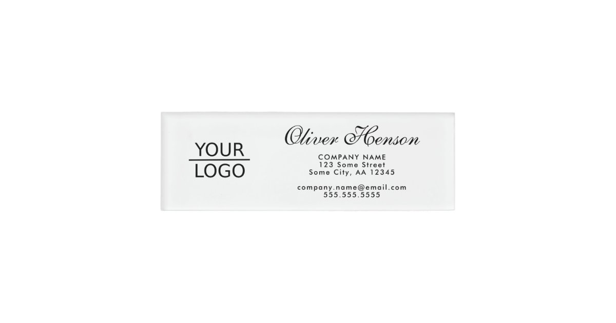 Add your Logo Custom Name Black and White Name Tag Zazzle