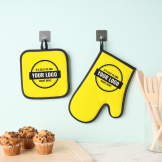 Add Your Logo Custom Small Businesses Oven Mitt & Pot Holder Set