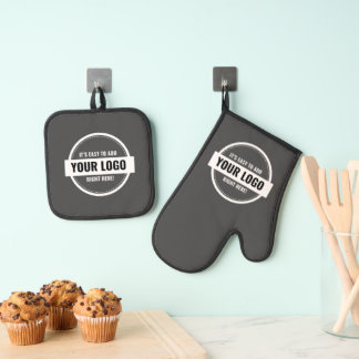 Add Your Logo Custom Small Businesses Oven Mitt & Pot Holder Set