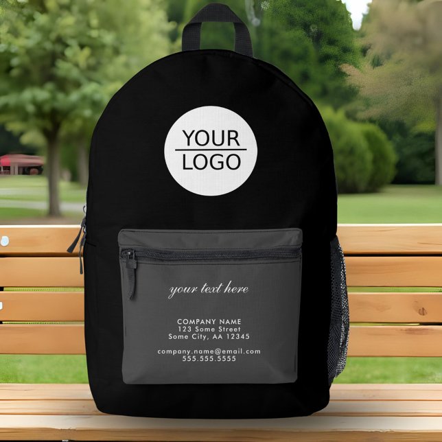 Add your Logo Custom Text Black Company  Printed Backpack (Creator Uploaded)