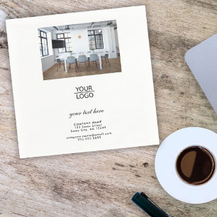 Add your Logo Custom Text Black Promotion Photo Napkins