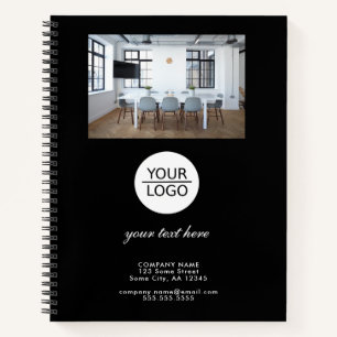 Add your Logo Custom Text Black Promotion Photo  Notebook