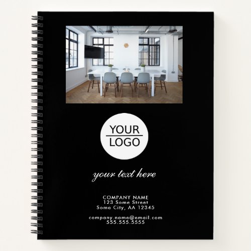 Add your Logo Custom Text Black Promotion Photo  Notebook